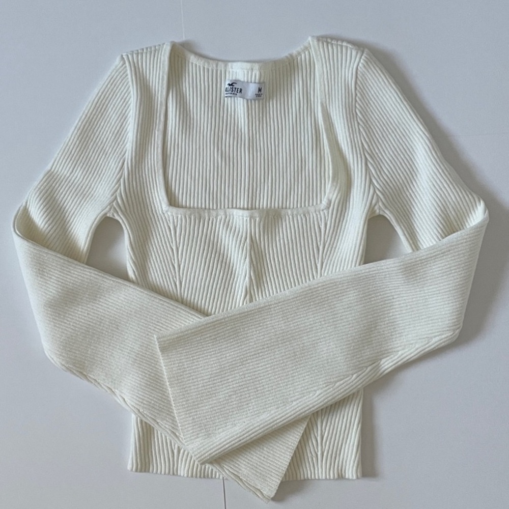 NEW Hollister Cream Ribbed Sweater Size M - Picture 5 of 5